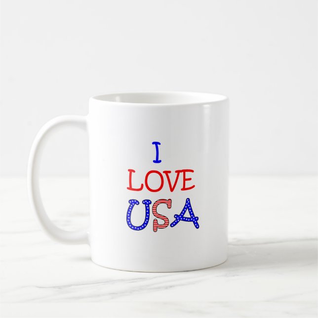 Patriotic I Love USA Coffee Mug (Left)