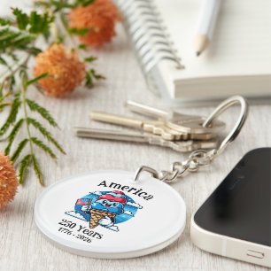 Patriotic Ice Cream 250 Years Keychain