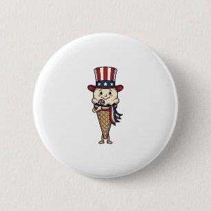 Patriotic Ice Cream Cone Vintage Engraving Design_ 2 Inch Round Button