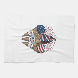 Patriotic Ice Cream Cones Vintage Fourth of July S Kitchen Towel
