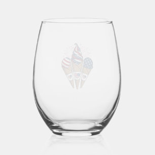 Patriotic Ice Cream Cones Vintage Fourth of July S Stemless Wine Glass
