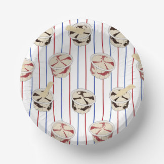 Patriotic Ice Cream Cups & Red White Blue Stripes Paper Plate