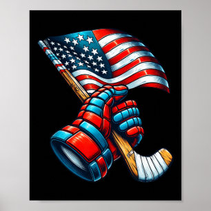 Patriotic Ice Hockey 4th Of July Usa Independence Poster