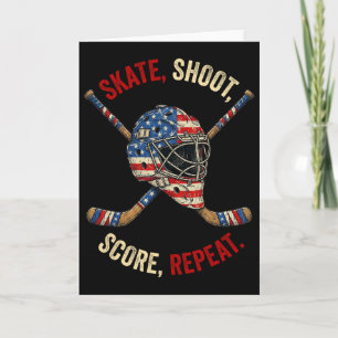 Patriotic Ice Hockey Skate Shoot Score Repeat Usa  Card