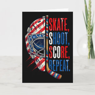 Patriotic Ice Hockey Skate Shoot Score Repeat Usa Card