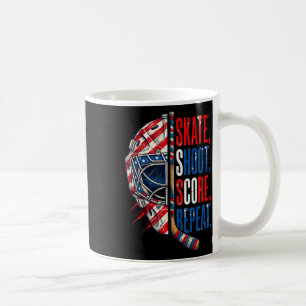 Patriotic Ice Hockey Skate Shoot Score Repeat Usa  Coffee Mug