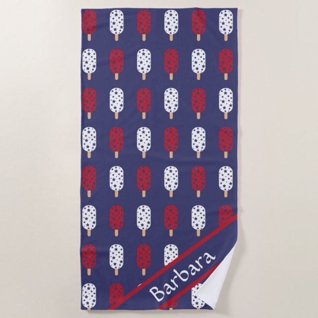 Patriotic Ice Pops Beach Towel (Front)