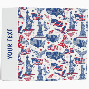 Patriotic Icons Pattern – Statue of Liberty, Flag Binder