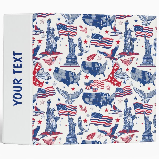 Patriotic Icons Pattern – Statue of Liberty, Flag Binder (Front/Spine)