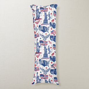 Patriotic Icons Pattern – Statue of Liberty, Flag Body Pillow