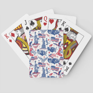 Patriotic Icons Pattern – Statue of Liberty, Flag Playing Cards