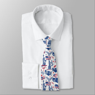 Patriotic Icons Pattern – Statue of Liberty, Flag Tie
