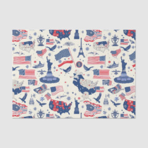 Patriotic Icons - Statue of Liberty, Flag (2) Tissue Paper