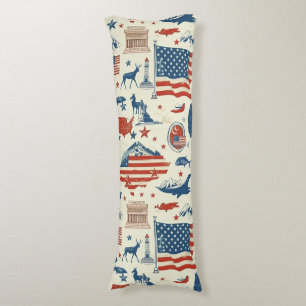 Patriotic Icons - Statue of Liberty, Flag (3) Body Pillow