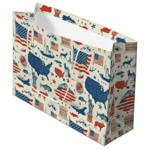 Patriotic Icons - Statue of Liberty, Flag (3) Large Gift Bag