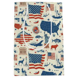 Patriotic Icons - Statue of Liberty, Flag (3) Medium Gift Bag