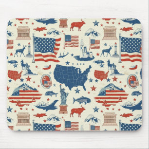 Patriotic Icons - Statue of Liberty, Flag (3) Mouse Pad