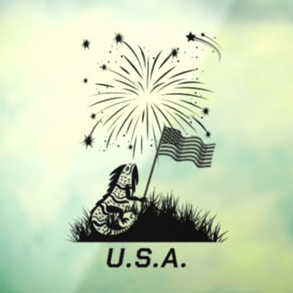 Patriotic Iguana July 4th Window Cling