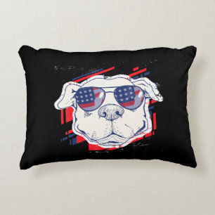 Patriotic Independence Day Bulldog Lover Gifts Accent Pillow