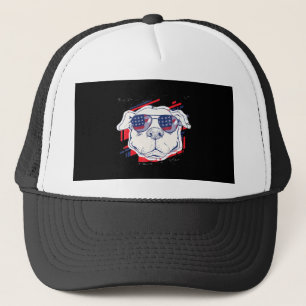 Patriotic Independence Day Bulldog Lover Gifts Trucker Hat