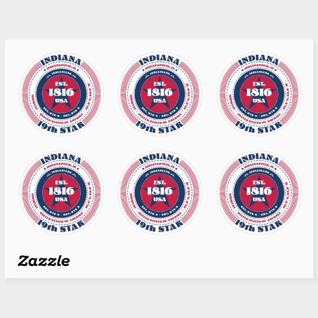 Patriotic Indiana Circle Design Sticker (Sheet)