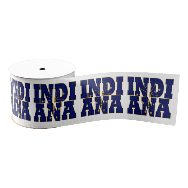 Patriotic Indiana state flag typography design Grosgrain Ribbon (Spool)