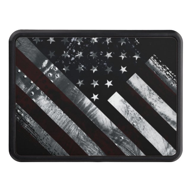 Patriotic Industrial American Flag Trailer Hitch Cover (Front)