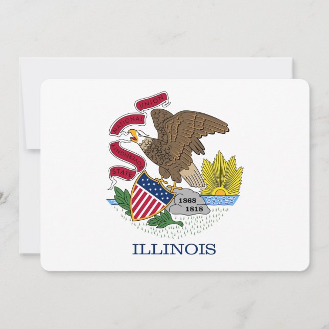 Patriotic invitations with Flag of Illinois (Front)