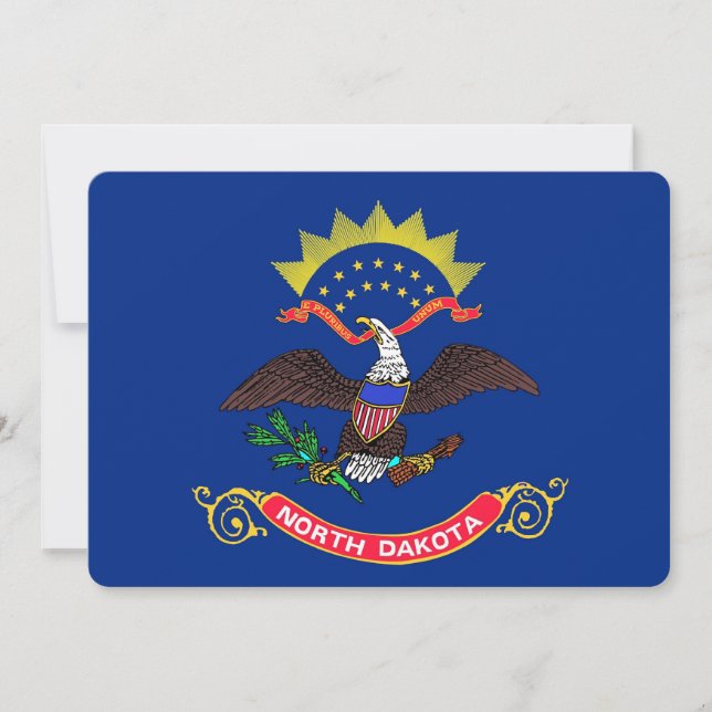 Patriotic invitations with Flag of North Dakota (Front)