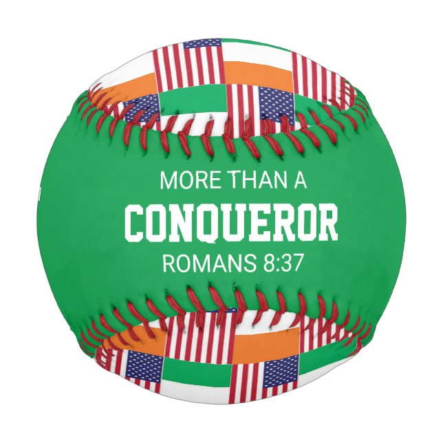 Patriotic IRISH AMERICAN Custom Scripture FLAG Baseball (Front)