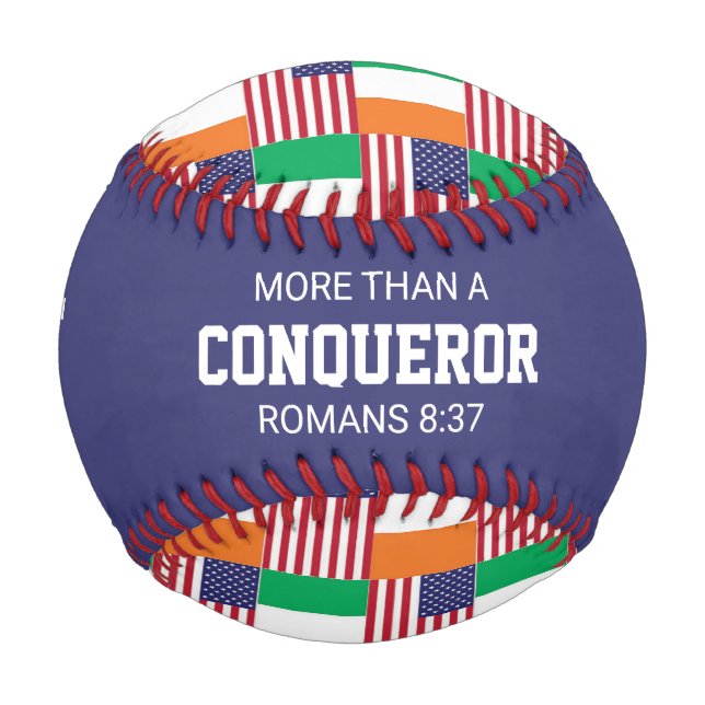 Patriotic IRISH AMERICAN FLAG Custom Scripture Baseball (Front)