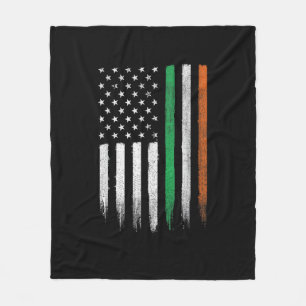 Patriotic Irish American Flag Ireland St. Patrick' Fleece Blanket