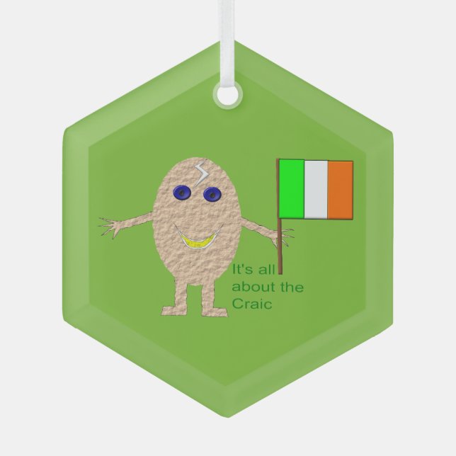 Patriotic Irish Egg Glass Ornament (Front)