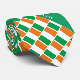 Patriotic IRISH FLAG John 3:16 Scripture Tie