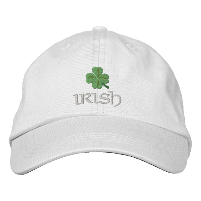 Patriotic Irish Shamrock Embroidered Hat (Front)