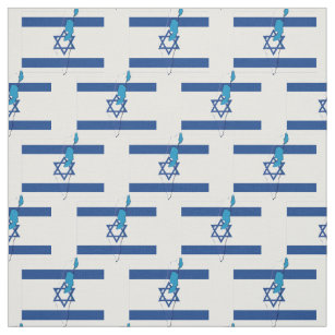 Patriotic ISRAEL FLAG Map Outline Fabric