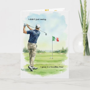 Patriotic Italy Birthday Card, Italian Flag, Golf Card