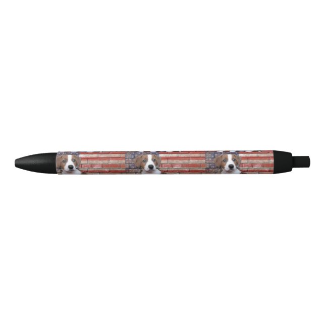 Patriotic Jack Russel Terrier Black Ink Pen (Front)