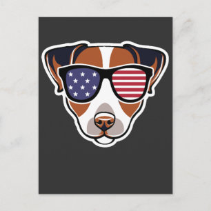 Patriotic Jack Russell US Flag July 4th gift Postcard