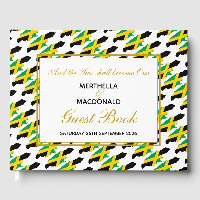 Patriotic JAMAICA FLAG Christian Wedding Guest Book (Front)