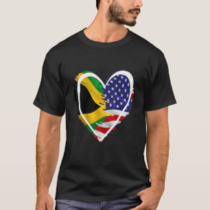 Patriotic Jamaican American Love I Usa Jamaica Hea T-Shirt