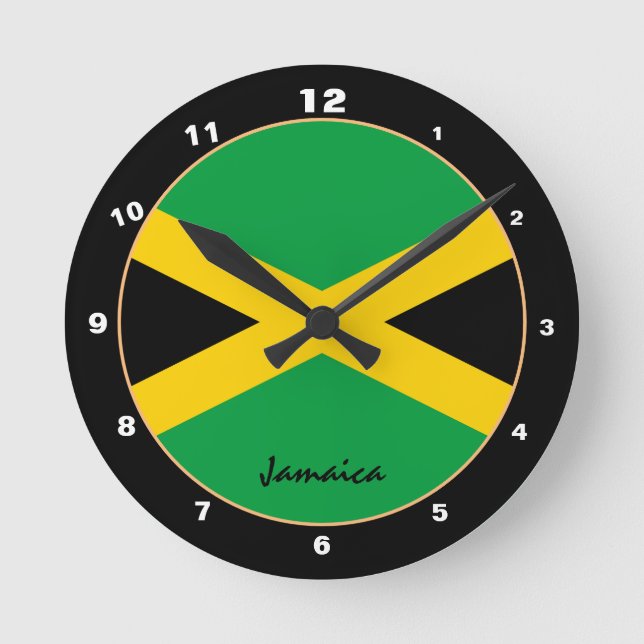 Patriotic Jamaican Flag, Jamaica Home /design Round Clock (Front)