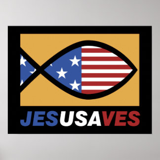 Patriotic Jesus Saves poster