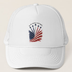 Patriotic Jet Formation American Flag Art Trucker Hat