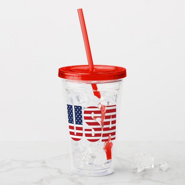 Patriotic July 4th Acrylic Tumbler (Front Ice)