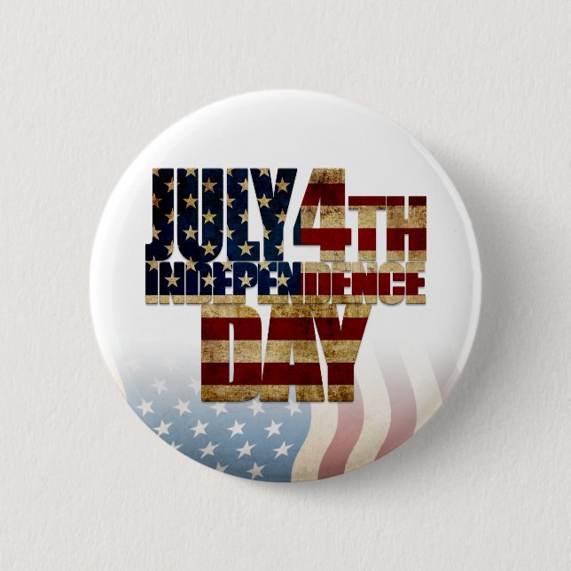 Patriotic July 4th Flag Design 2 Inch Round Button (Front)