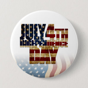 Patriotic July 4th Flag Design 3 Inch Round Button