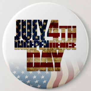 Patriotic July 4th Flag Design 6 Inch Round Button