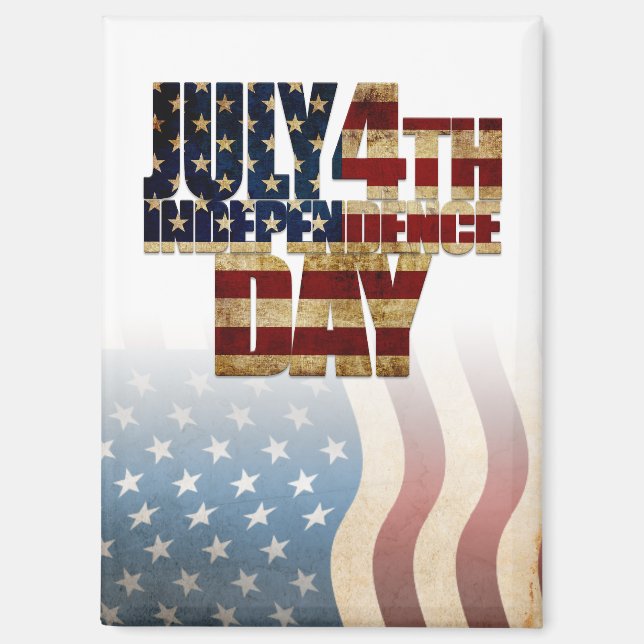 Patriotic July 4th Flag Design Magnet (Front)