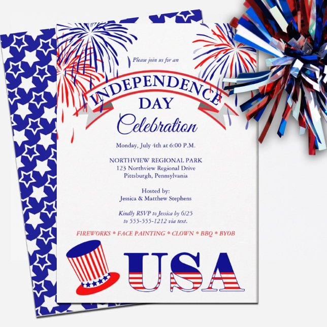 Patriotic July 4th Independence Day Celebration Invitation (Creator Uploaded)